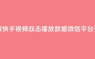 获取快手视频双击播放数据微信平台订单
